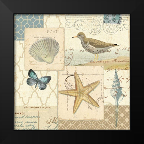 Coastal Collage IV Black Modern Wood Framed Art Print by Pela