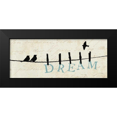 Birds on a Wire - Dream Black Modern Wood Framed Art Print by Pelletier, Alain