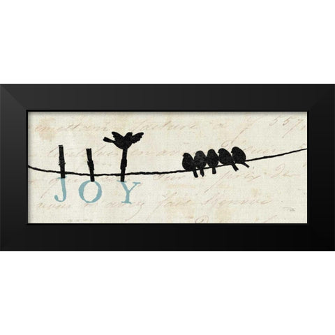 Birds on a Wire - Joy Black Modern Wood Framed Art Print by Pelletier, Alain
