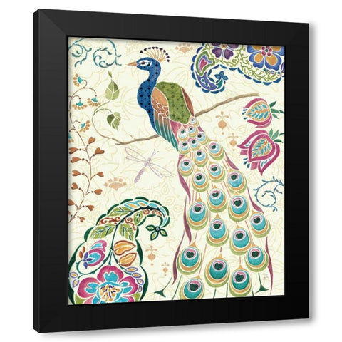 Peacock Fantasy III Black Modern Wood Framed Art Print with Double Matting by Brissonnet, Daphne