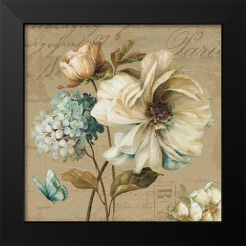 Marche de Fleurs Blue II Black Modern Wood Framed Art Print by Audit, Lisa