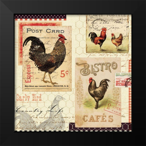 Rooster Farm I Black Modern Wood Framed Art Print by Pelletier, Alain