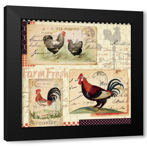 Rooster Farm II Black Modern Wood Framed Art Print by Pelletier, Alain