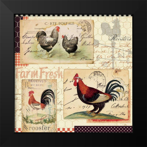 Rooster Farm II Black Modern Wood Framed Art Print by Pelletier, Alain
