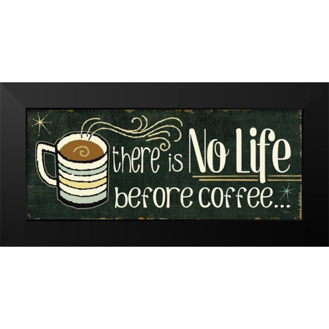 Funny Coffee II Black Modern Wood Framed Art Print by Pela Studio