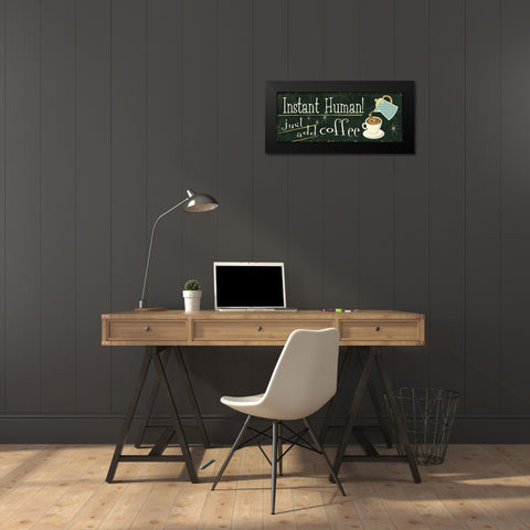 Funny Coffee III Black Modern Wood Framed Art Print by Pela Studio