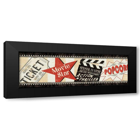 Movie Night Black Modern Wood Framed Art Print with Double Matting by Pela Studio