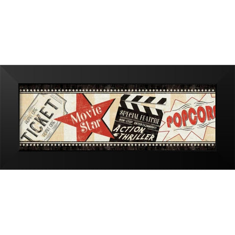 Movie Night Black Modern Wood Framed Art Print by Pela Studio