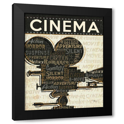 Cinema I Black Modern Wood Framed Art Print with Double Matting by Pela Studio