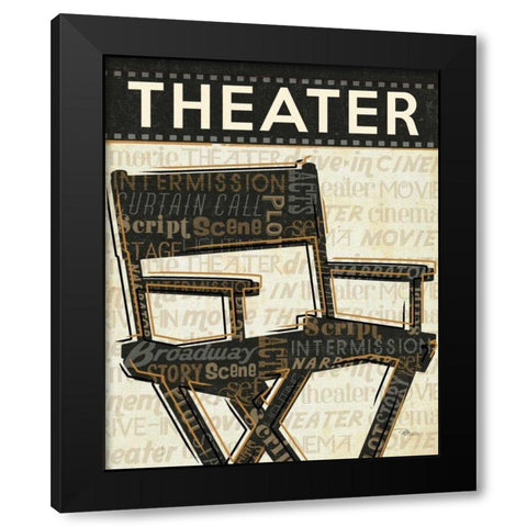 Cinema III Black Modern Wood Framed Art Print with Double Matting by Pela Studio