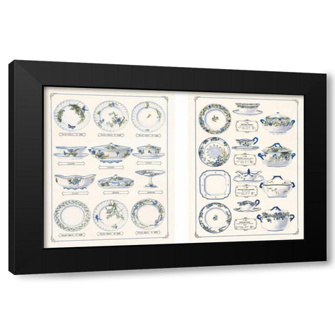 Porcelain Designs Black Modern Wood Framed Art Print by Anonymous