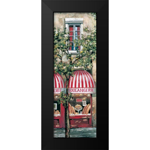 Red Striped Awning Black Modern Wood Framed Art Print by St. John, Mark