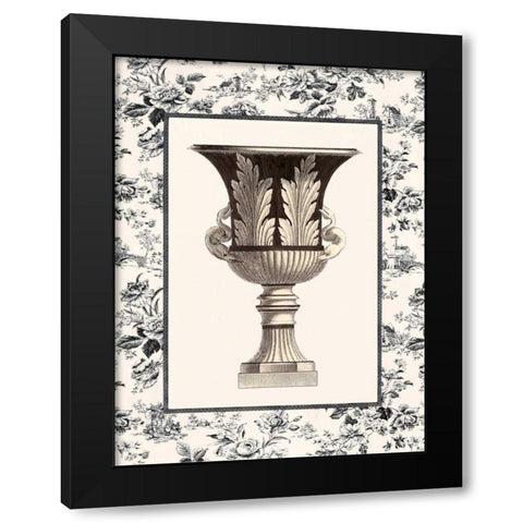 Roman Urn with Toile II Black Modern Wood Framed Art Print with Double Matting by Chilton, Sarah Elizabeth