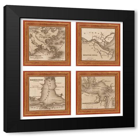 Southern Harbors 1860 Black Modern Wood Framed Art Print by Johnson, Andrew