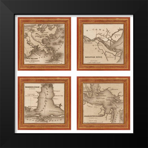 Southern Harbors 1860 Black Modern Wood Framed Art Print by Johnson, Andrew