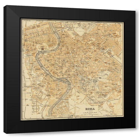 Mapa di Roma 1898 Black Modern Wood Framed Art Print by Fiore, Lorenzo