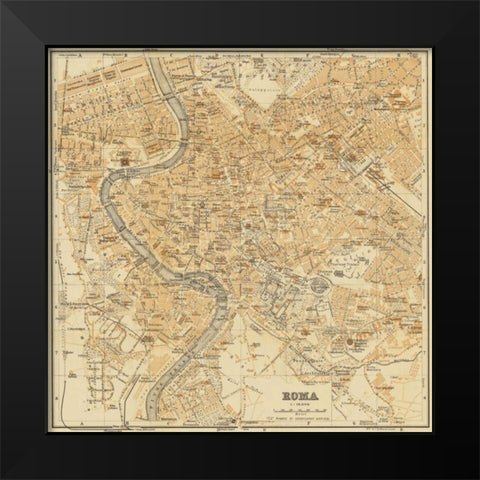 Mapa di Roma 1898 Black Modern Wood Framed Art Print by Fiore, Lorenzo