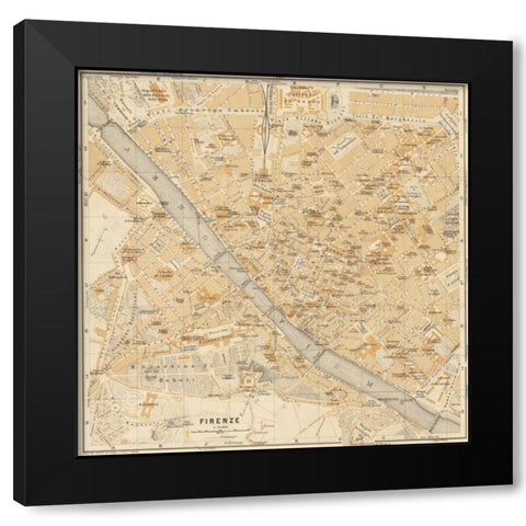 Mapa di Firenze 1896 Black Modern Wood Framed Art Print with Double Matting by Fiore, Lorenzo
