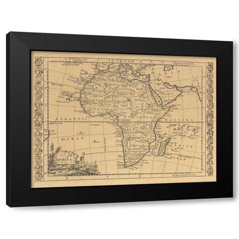 Africa 1800 Black Modern Wood Framed Art Print by World Map