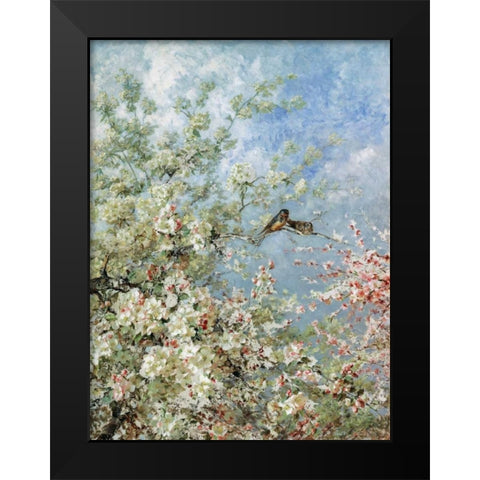 Apple Blossoms Black Modern Wood Framed Art Print by Wisinger-Florian, Olga