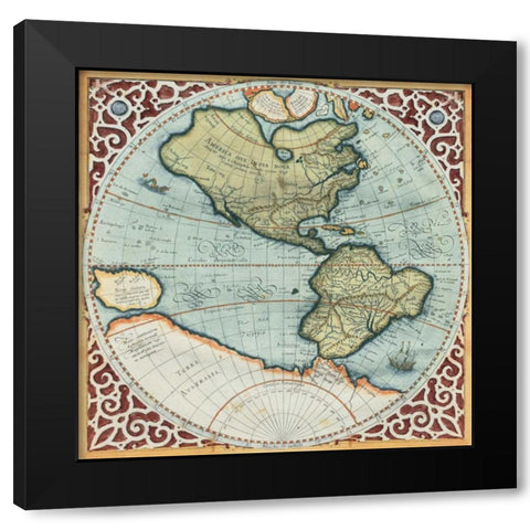 Terra Major I Black Modern Wood Framed Art Print with Double Matting by Mercator, Gerardus