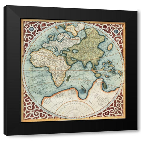 Terra Major II Black Modern Wood Framed Art Print with Double Matting by Mercator, Gerardus