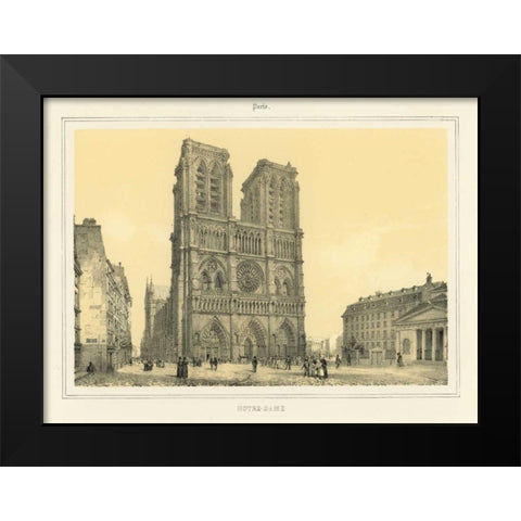Notre Dame Black Modern Wood Framed Art Print by Anonymous