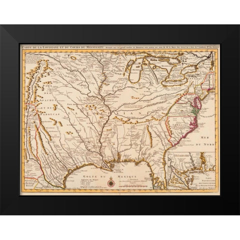 Rivers of America 1720 Black Modern Wood Framed Art Print by LIsle, Guillaume