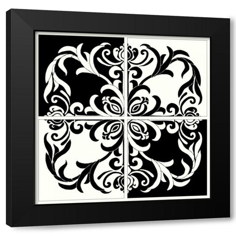 Damask Silhouette I Black Modern Wood Framed Art Print with Double Matting by Shelby, Judy