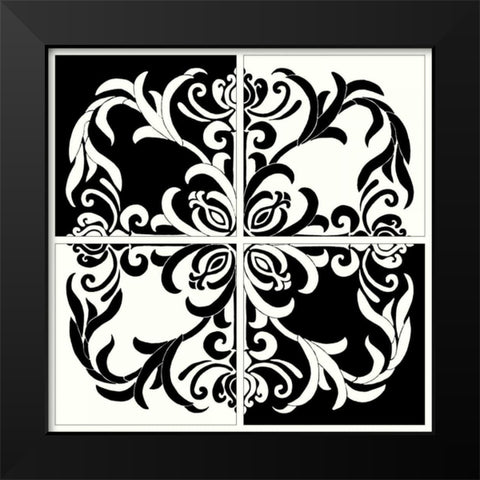 Damask Silhouette I Black Modern Wood Framed Art Print by Shelby, Judy
