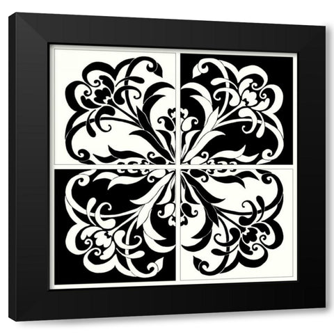 Damask Silhouette II Black Modern Wood Framed Art Print by Shelby, Judy