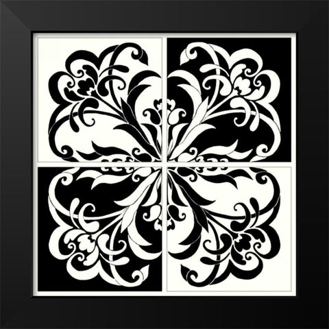 Damask Silhouette II Black Modern Wood Framed Art Print by Shelby, Judy