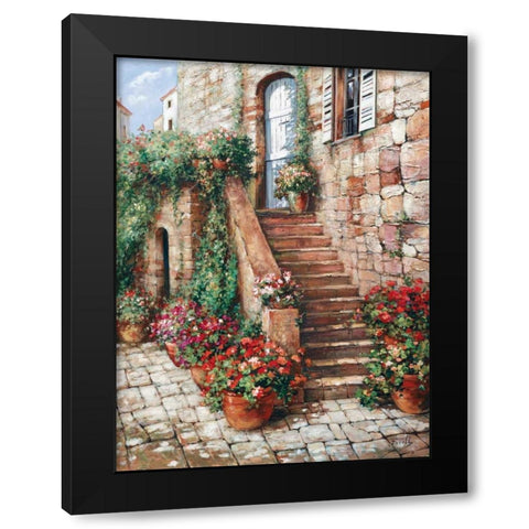 Stone Stairway, Perugia Black Modern Wood Framed Art Print with Double Matting by Duvall, Roger