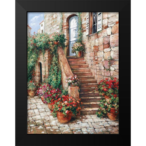 Stone Stairway, Perugia Black Modern Wood Framed Art Print by Duvall, Roger