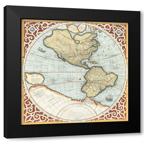 Terra Major Petites A Black Modern Wood Framed Art Print with Double Matting by Mercator, Gerardus