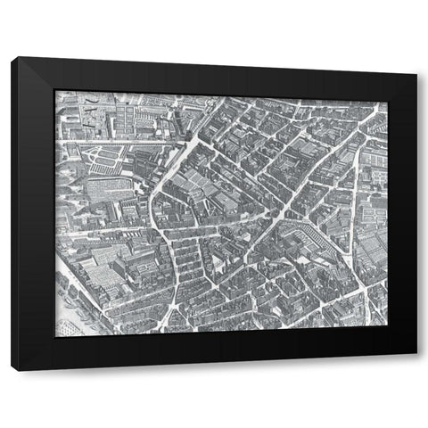 Plan of Paris 1730 - II Black Modern Wood Framed Art Print with Double Matting by Bretez, Louis