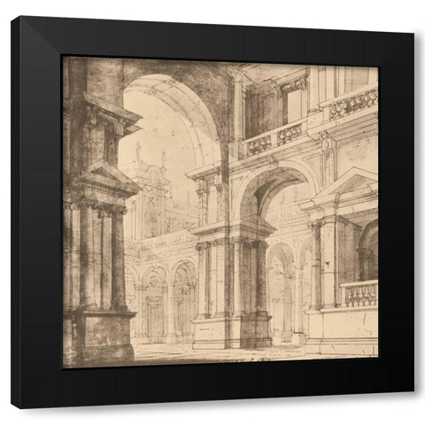 Portico Antico I Black Modern Wood Framed Art Print with Double Matting by Bartolomeo, Maurizio