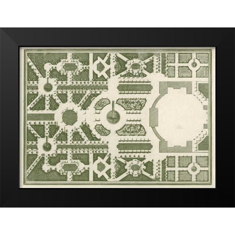 Courtly Garden Plan II Black Modern Wood Framed Art Print by Gravely, Sir Archibold