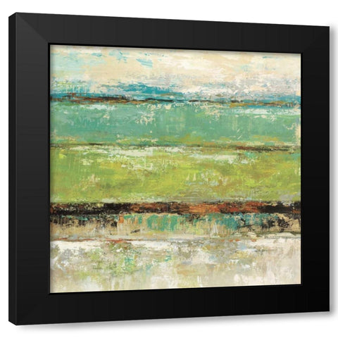 Living Green I Black Modern Wood Framed Art Print with Double Matting by King, Michael