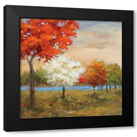 Four Seasons Black Modern Wood Framed Art Print by Rogers, Adam