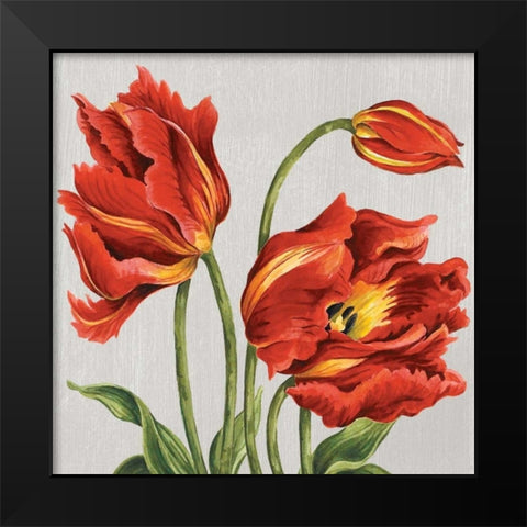 Tulips on Silk Black Modern Wood Framed Art Print by Shelby, Judy