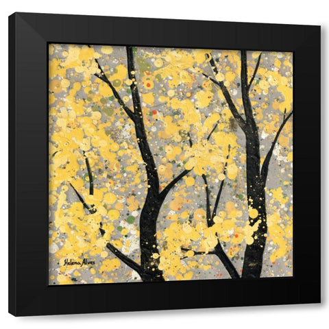 Autumn Theme Black Modern Wood Framed Art Print by Alves, Helena