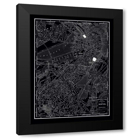 Boston 1895 Black Modern Wood Framed Art Print by Vintage Map, 1895