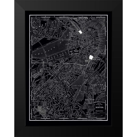 Boston 1895 Black Modern Wood Framed Art Print by Vintage Map, 1895