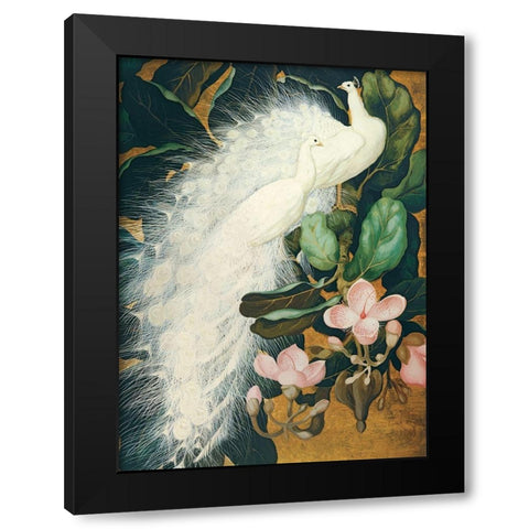 White Peacocks Black Modern Wood Framed Art Print by Botke, Jessie