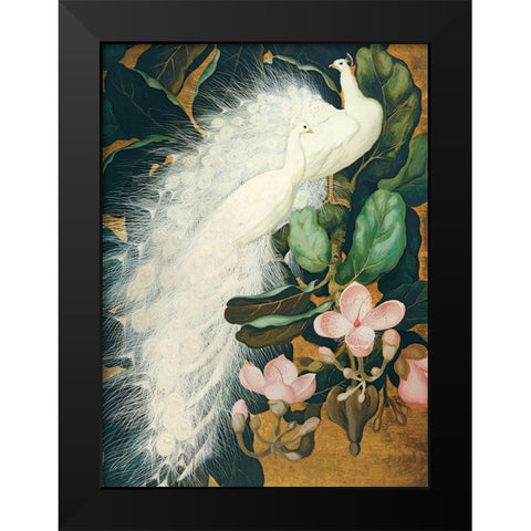White Peacocks Black Modern Wood Framed Art Print by Botke, Jessie