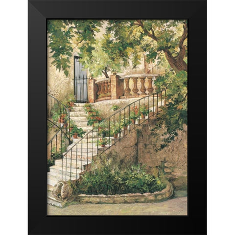 Courtyard in Provence Black Modern Wood Framed Art Print by Duvall, Roger