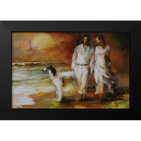 Go for a walk Black Modern Wood Framed Art Print by Haenraets, Willem