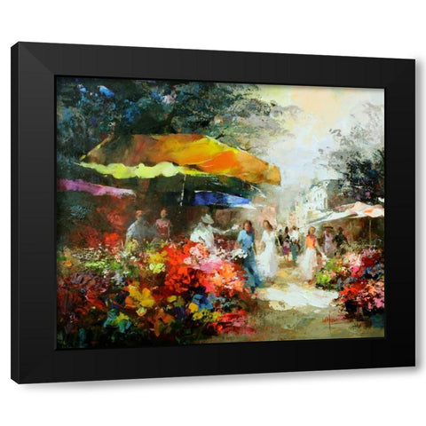 Market Place III Black Modern Wood Framed Art Print with Double Matting by Haenraets, Willem