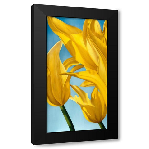Dancing Yellow Black Modern Wood Framed Art Print by Poelstra-Holzhaus, Yvonne